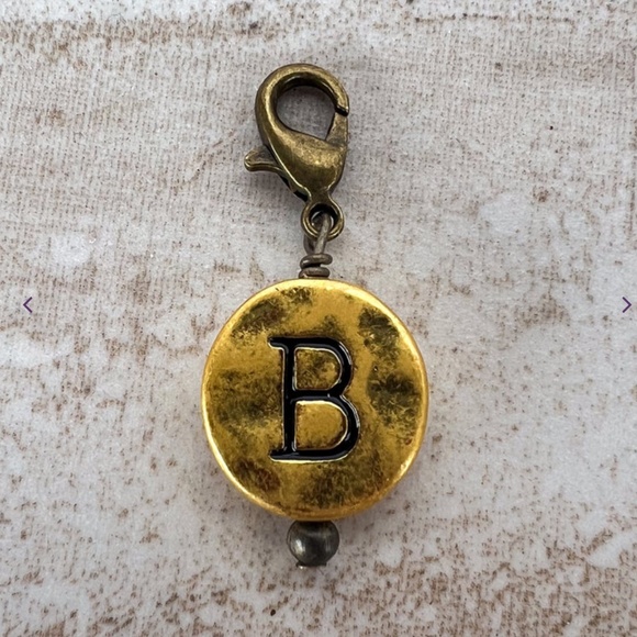 Boho “ B “ Vintage Gold Circle Letter B Charm - Picture 1 of 3